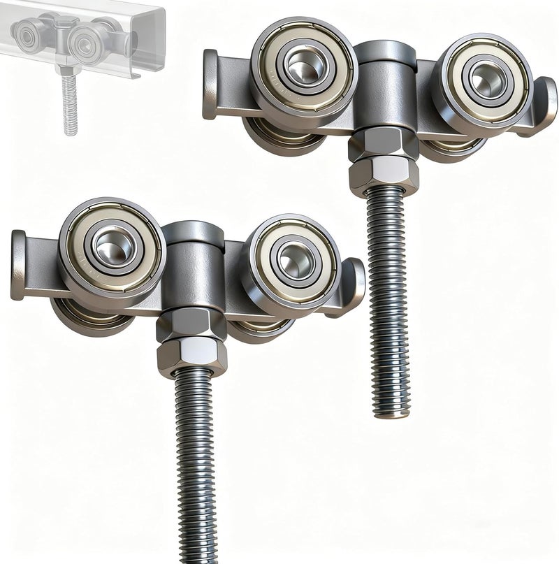 BiJun 4 Wheel Rolley Assembly,Strut Channel Trolley Rollers Wheel for 1-5/8" Wide and All 1-5/8" or Taller unistrut Strut Channel to Mount Heavy Barn or Shed Sliding Doors(2PCS) - Image 1